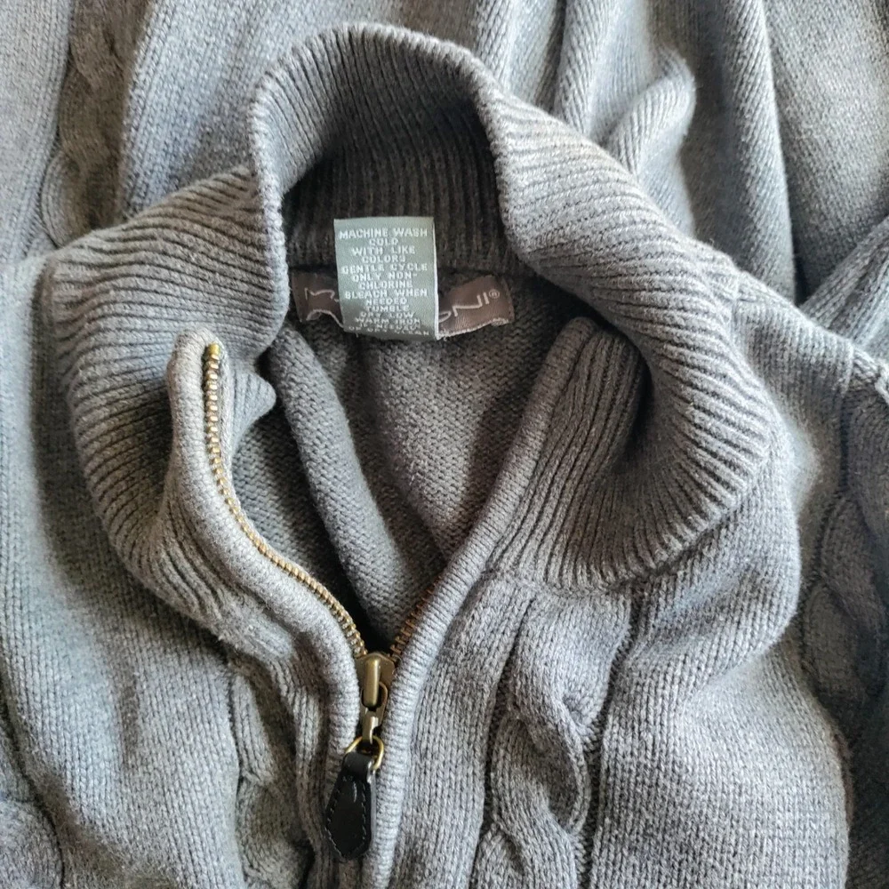 Marconi Gray Men‎ XL 1/4 Zip Cable Knit Sweater Pullover Fishing Outdoor Hunting